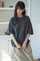 26SS★ ディノステッチ刺繍ピグメント半袖Tシャツ