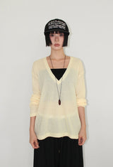 LINEN DEEP V-NECK KNIT