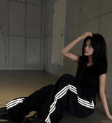 Silver Edge Line Wide-Leg Pants