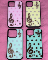[made] Dot treble clef pink phone case (MagSafe glass bumper)