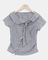 Yoning Check Short Sleeve Blouse