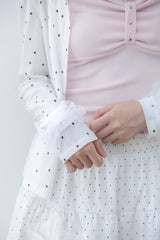 リボン スリーブ カーディガン(white)