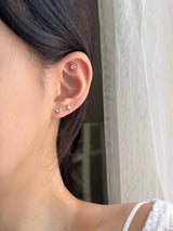 [3 set] surgical heart cubic earring set / 2 color / mini daily simple layered
