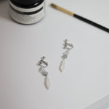 シルバー 925 真珠ピアス 手作り Dark Creek Crystal Pearl Silver 925 Pierce