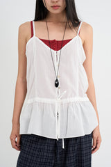 Lace gauze frill sleeveless