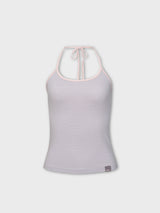 ストライプツートンホルターネックトップ(PINKGREY)