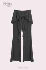 Royal Charcoal Frill Training Three-Piece Setup (Cardigan+Sleeveless+Pants)