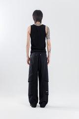 multi layered pants_ black