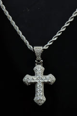 [white] cubic cross necklace | 지르콘 큐빅 십자가 목걸이