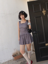GINGHAM CHECK RIBBON MINI DRESS