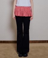 RED CHECK LAYERED WRAP SHORT SKIRT