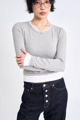 モダルツートーンレイヤード長袖Tシャツ