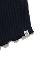 アシンメトリック リブ オフショルダー Tシャツ(NAVY)