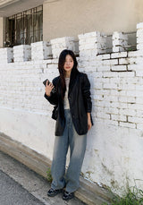 #Simple Leather Overfit Leather Jacket (2color)
