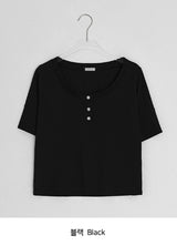 Taeyu Color Button Short Sleeve Tee