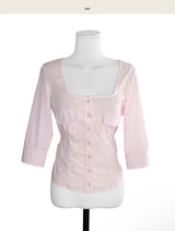 [light tone] pink paudy roll slim square sh / bl