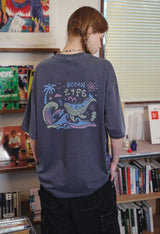 ブルーウェーブピグメント半袖Tシャツ