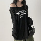 Alling lettering shoulder long sleeve tee