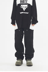 Double knee carpenter black denim pants