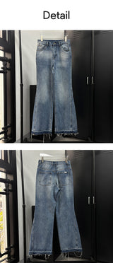 [Unisex]  フェードカットロングフレアデニムパンツ