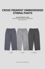 LMN Cross Pigment Embroidered String Pants (3 colors)