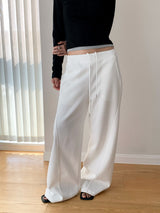 Solid color casual banding wide pants