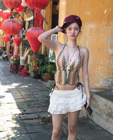 [2-piece ] baroque halter crochet bikini