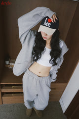 Napping Thick Soft Hooded Zip-Up Set