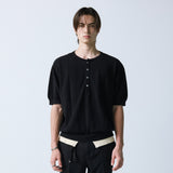 unveil henley neck layerd knit black