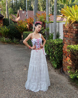 eyelet cancan maxi long skirt