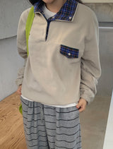 ヘイルチェックアノラックフリーススウェットシャツ