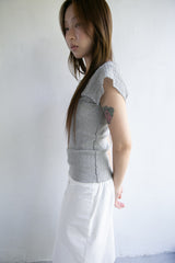 natural shoulder ribbed sleeveless top(4colors)