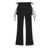 レイヤードストリングスカートパンツ [BLACK]