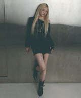 Button Off-Shoulder Long Sleeve [Black]
