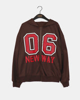 Unon 06 Lettering Oversized Fit Hooded Zip-Up