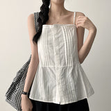 Sugar Lace Pin Tuck Pleated Nash Vest Blouse 