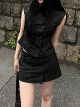 Dark Addict Button Skirt