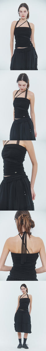 ANGEL SHIRRING TOP black