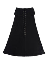 eyelet strap folding long skirt