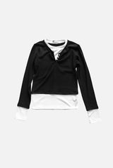 アンゴラボタンレイヤードTシャツ