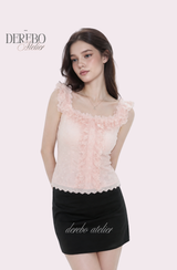 Peach Chiffon Frill Blouse