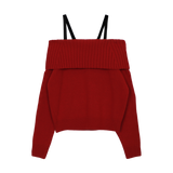 ストラップウールオフショルダーニット (3 COLORS)