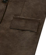 85-VIVA044 [Vegan Leather] Vintage Shape Half Leather Jacket Dark Brown