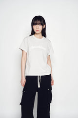 25SS シューティングロゴピグメントウーマン半袖Tシャツ ライトグレー