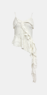 Unbalanced Frill Sleeveless Top