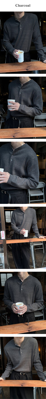 [MUSCLE FIT] Golgi muscle fit henry neck knit(4color)