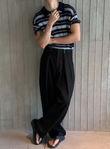 [S/S]インコネクトストライプカラハーフニット(3color)