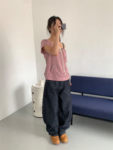 ヘリンボーンノンフェードバルーンジーンズ