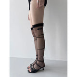 【MADE】hole knee stocking, black dia