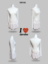 Trendy lace frill long-sleeved shirring T-shirt